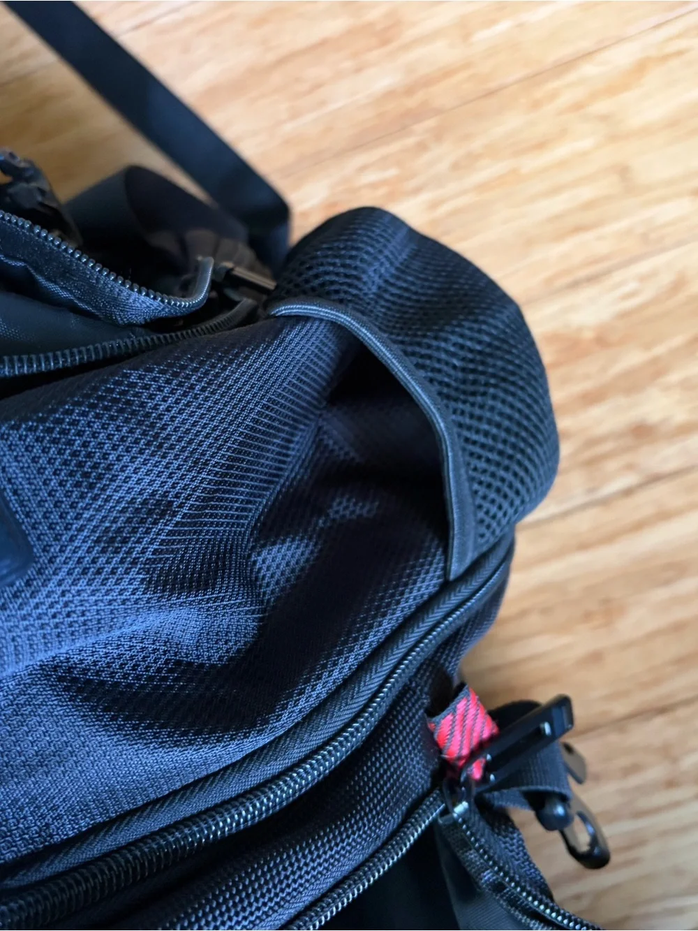 Men's Black Backpack with Red Accents